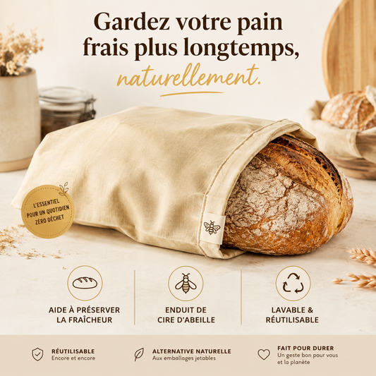 Sac à pain en cire d'abeille - 43 × 33 cm - Cire & Mie